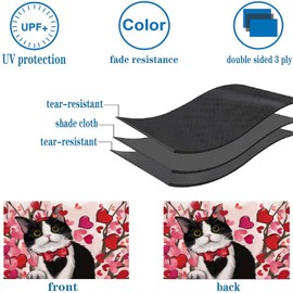 Valentines Day Flags 3x5 Outdoor Double Sided 3 Ply Heavy Duty Valentine's Day Tuxedo Cat Decorative Flags Banner for Outside with 2 Brass Grommets UV protection Fade Resistant for Indoor Outdoor