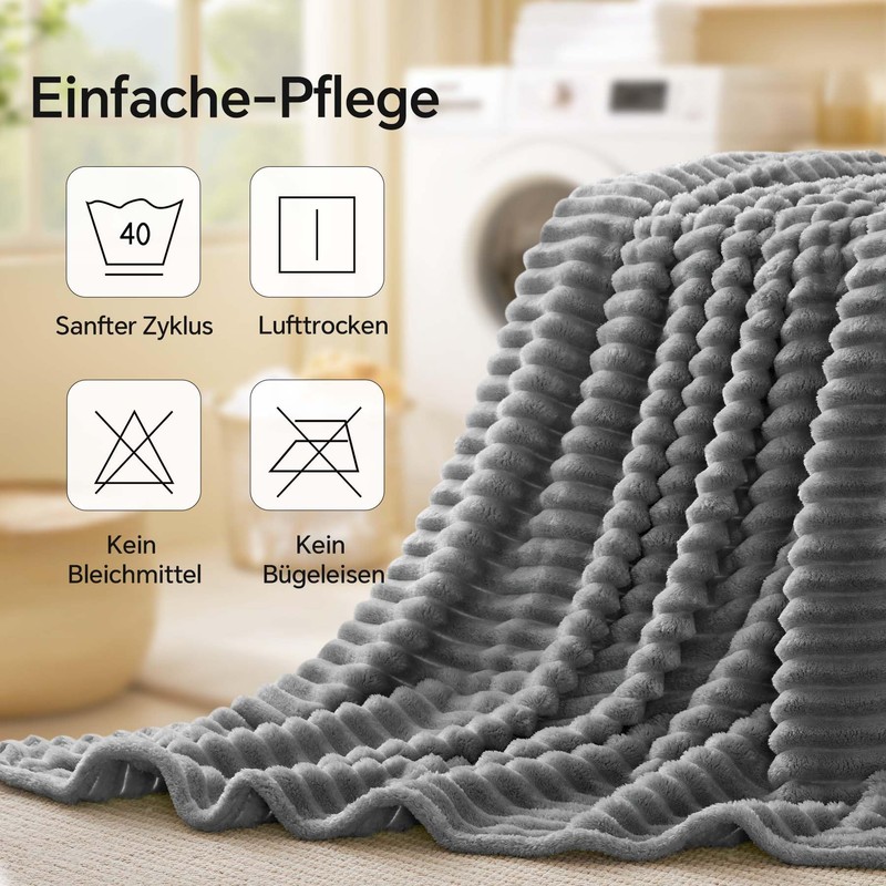 BEDELITE Fleece Throw Blanket for Couch - 300 g/m², Soft