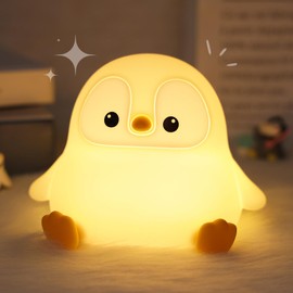 Okayera Penguin Night Light, Pudgy Penguins Squishy Nightlight for Kids, LED Silicone Night Lamp with Dimmable & 20 Auto-Off, Nursery Nightlight Stuff for Boys Girls Women