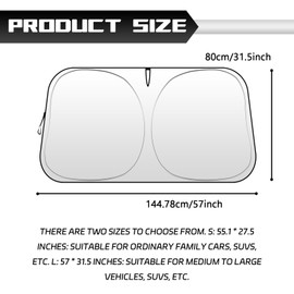 HHZL Sun Visor for Car Windshield, Summer Foldable Windshield Sun Shade for Anti-uv and Keep Interior Cool, Universal Thickened Car Sunshade with Storage Bag Fits for Cars, SUV, Trucks (57.08"x31.5")