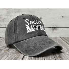 Shenbors Embroidered Baseball Hats for Women, Soccer Mom Heart (Washed Black), One Size