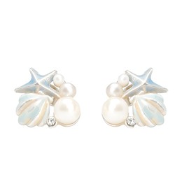 Shell Earrings Gold Seashell Stud Earrings for Women Seashore Earrings Nautical Jewelry for Women Animal Life Jewelry Beach Earrings Summer Jewelry Seashell Stud Earrings as Vacation Gifts for women (Blue)