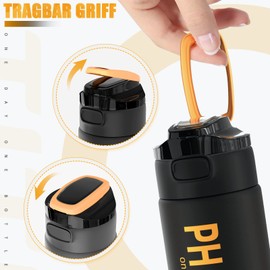TITIROBA Trinkflasche 1L Auslaufsicherer Wasserflasche Sport flasche für Fahrrad Camping Fitness Outdoor Kinder Schwarz
