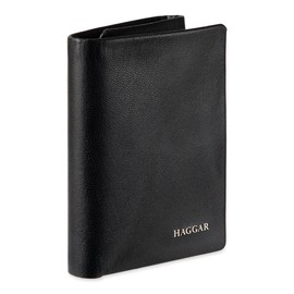 Haggar Men's Leather RFID Trifold Wallet, Black Extra Capacity, One Size