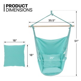 MoNiBloom Hammock Chair Hanging Rope Swing w/2 Cushions, Boho Macrame Hanging Chair Max 350 lbs Capacity w Pocket, Hardware Kit Included, Green