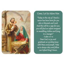 *X'mas Holy Card/Wallet Size- "Come, Let Us Adore Him" -*Jesus*Mary*J