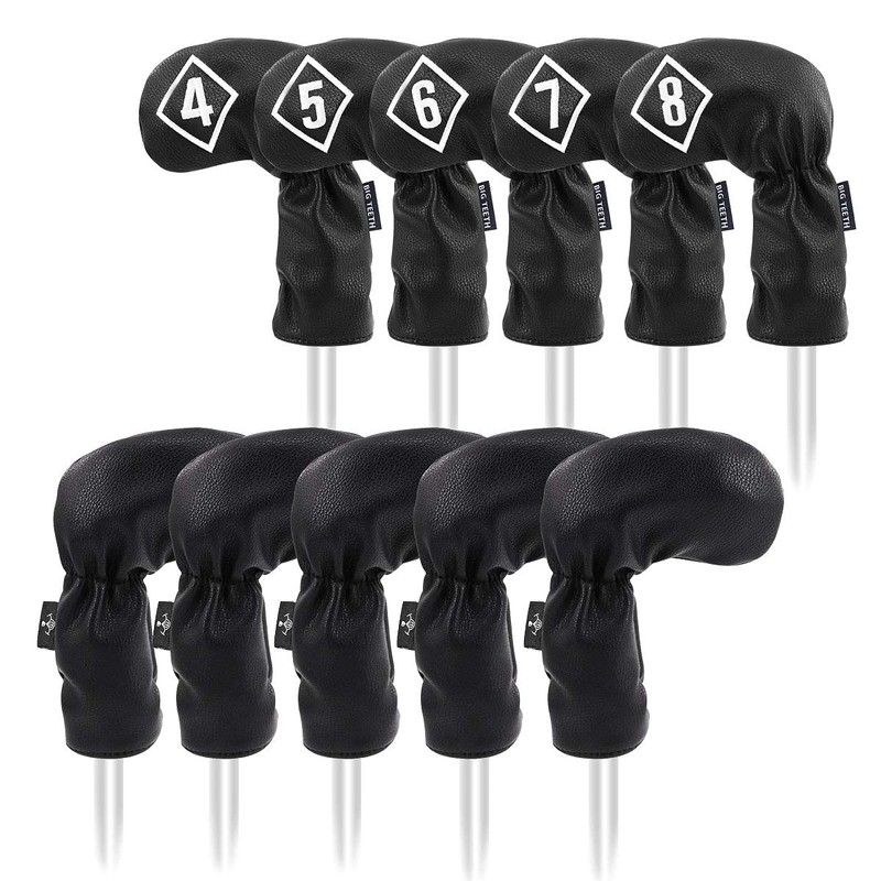BIG TEETH Golf Iron Head Covers Headcovers 10Pcs/set 4-9,P,A,S,X Club