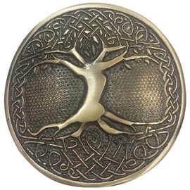 AAR Tree Celtic Round Kilt Belt Buckle Antique/Chrome Finish/Belt Buckles (Antique)