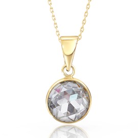 14K Gold Cubic Zirconia Necklace for Women - April Birthstone Jewelry - Teardrop Yellow Gold Pendant WITH Dainty Sterling Silver Chain - Elegant Wedding Gift