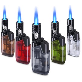 5 Pack Torch Lighter Mini Refillable Butane Lighters Utility Lighter Long Wand Pocket Lighter Windproof Gas Lighter Jet Flame Multi-Purpose for Candle Camping BBQ Grill(No Fuel) Assorted Colors