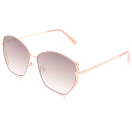 TAHARI Women's Metal Geometric Hexagonal Sunglasses, Rose & Rose Gold, 60 mm