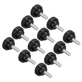 CoCud Knurling Clamp Knob M5x16mm Male Thread 21mm Head Thermoset Plastic Thumb Screw Grip Bolt Knob Black for Lathe Machine 12pcs
