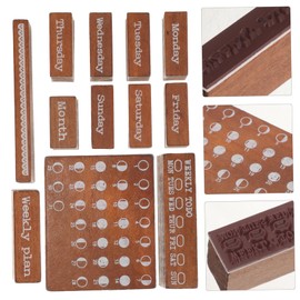 Operitacx 12pcs Wooden Week Stamps Set for Journal and Diary Decoration Multi-Function Scrapbook Stamps with Vintage Designs for Creative Crafting and Holiday Projects