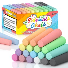 feela Sidewalk Chalk, 72 Pack Jumbo Sidewalk Chalk Bulk For Kids, Non-Toxic Outdoor Chalk Set For School Blackboard Playground, 18 Colors