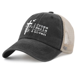 FUNGISDIN 1 Cross 3 Nails 4 Given Hat for Men Fashionable Jesus Christian Country Hats for Mens AllBlack Cap Funny for Farmer