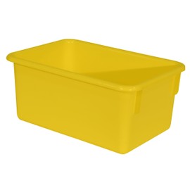 Wood Designs Cubby Storage Bin, Heavy Duty Plastic Containers for Kids Yellow Cubby Tray Set of 10