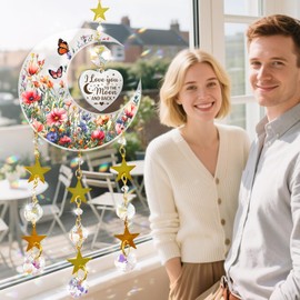 Joybble Birthday Gifts for Women, "I Love You" Gifts - Butterfly Crystal Suncatcher for Windows, Flower Moon Rainbow Crystal Suncatchers, Ideal Present for Wife or Husband, Valentines Gift