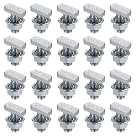 T Slot Bolts, M8 x 20mm Hammer Head Bolt T Screws, 20 Pcs T-Slot Track Bolts with 20 Pcs Hexagon Flange Nuts for Aluminum Profile, Photovoltaic Solar Panels, Stainless Steel Nickel Plated