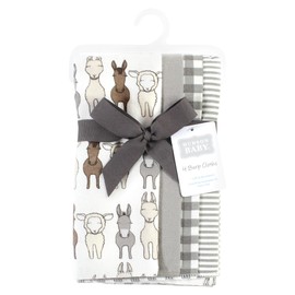 Hudson Baby Unisex Baby Cotton Flannel Burp Cloths, Farm Friends Cream 4-Pack, One Size