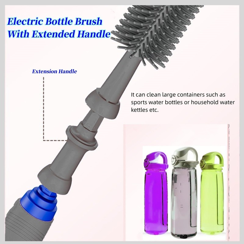 Electric Baby Bottle Cleaner with Drying Rack, Silicone Bottle Brush