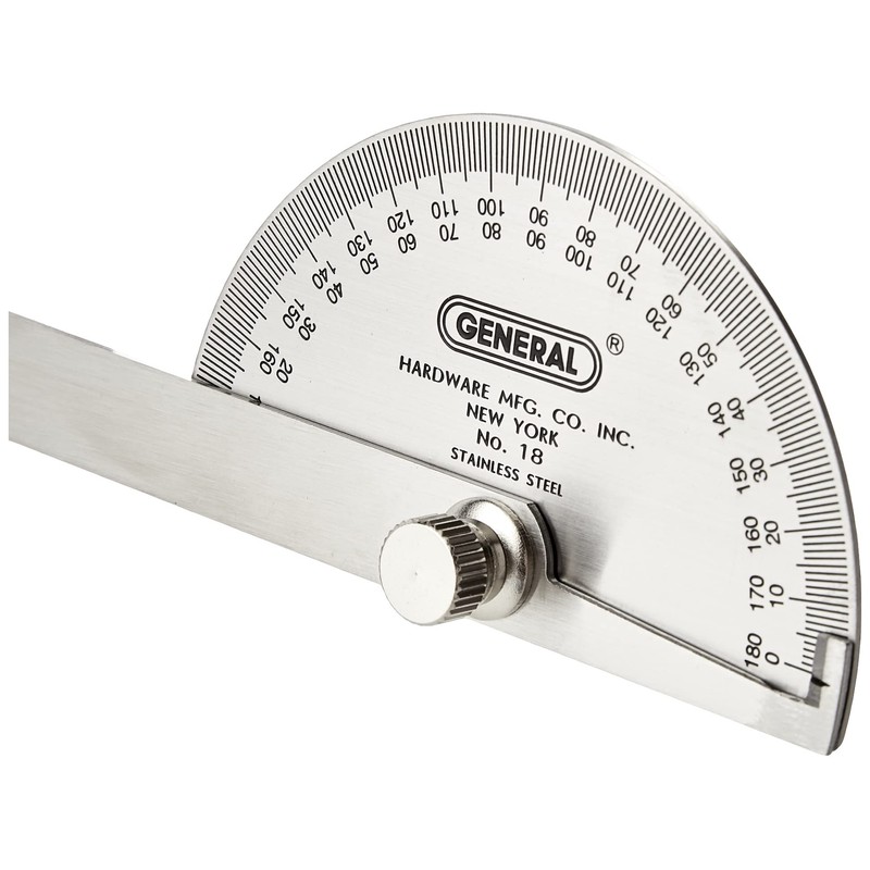 General Tools 18 Round Head Stainless Steel Angle Protractor, 0