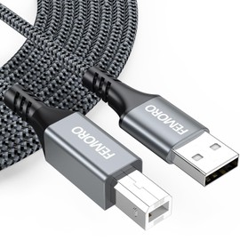 FEMORO USB Printer Cable 15 Feet Long, USB Type A to B 2.0 Braided 15ft Cord for Hp Canon Brother Epson Printer and More