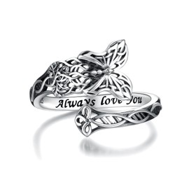 Sterling Silver Butterfly Spoon Ring: Women Vintage Victorian Style Antique Thumb Rings Jewelry Gifts for Mom Grandma (Tree Butterfly, 7 8 9)