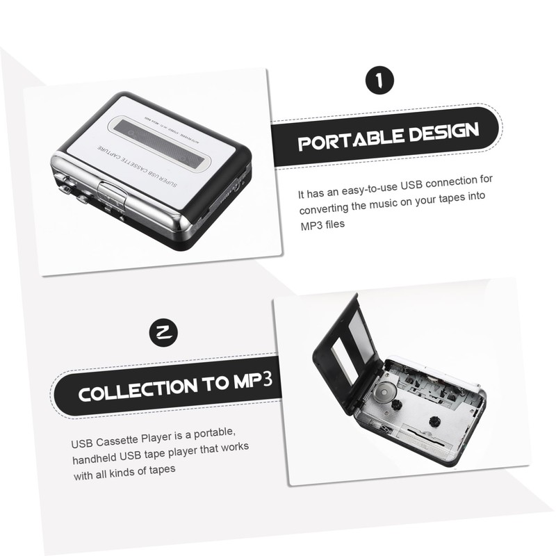 Operitacx High Fidelity Portable USB Cassette Tape Converter Compact Music