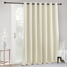 RYB HOME Blackout Curtains for Bedroom - Thermal Insulated Energy Efficiency Patio Door Window Treatment for Living Room Home Office Dining Room Divider Curtain, W 100 x L 84, 1 Panel, Beige