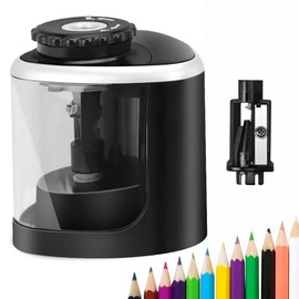 Sacapuntas Elctrico Porttil Automtico y Manual con Cuchillas Reemplazables y Pilas Adecuado para Bolgrafos y Lpices de Maquillaje (Negro)             