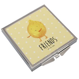 Mr. & Mrs. Panda Handtaschenspiegel quadratisch Beste Freunde Zitrone - Geschenk, Gute Laune, fehlende Keywords, Tiermotive, schminken, lustige
