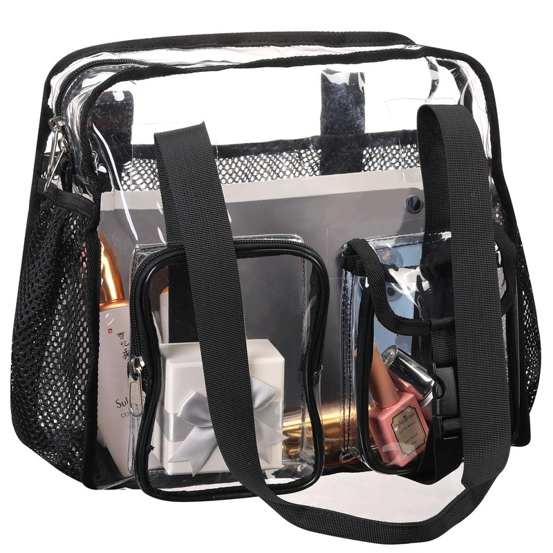 BORMELUN Clear Tote Bags for Work Shoulder Strap Stadium approved