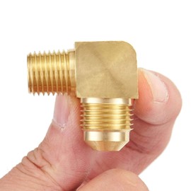 Litorange 2 PCS Heavy Duty Metals Brass Tube Fitting 90 Degree Elbow Adapter 3/8" Flare x 1/4" Male NPT Pipe