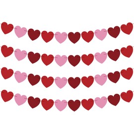OHOME Valentines Day Decorations - Heart Valentines Garland - 40 Pack Valentines Day Backdrop Banner Valentine's Day Accessories Party Favors for Door Wall Classroom School Home-Valentines Day Decor
