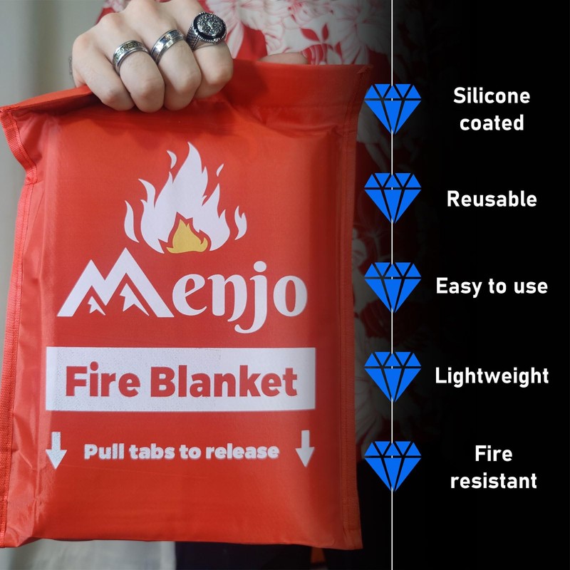 Silicone Coated Home Emergency Fire Blanket - Menjo 1-pack -