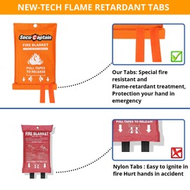 SecuCaptain Emergency Fire Blanket for Home and Kitchen - 4 Pack 40"x40" Flame Supppression Fiberglass Fire Blankets for House Camping Car Office Warehouse Emergency Survival Safety