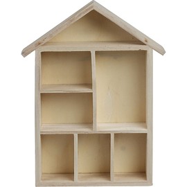 Creativ 575160 1-Piece Wooden House Shape Shelf with 7 Small Compartments Beige