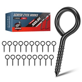 XIEKRAB 3.3 inch Eye Bolts - 20 Pcs Eyes Hooks Screw Heavy Duty 300 lbs Breaking Strength Black Rust-Resistant, Screw for Hanging Plant, Fixed Cablees, Indoor & Outdoor Use