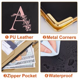 FIODAY Server Books Alphabet Waitress Book Cute Waiter Book Zipper Pocket Leather Serving Book with Gift Keychain Guest Check Book Server Note Pads Holder Fits Server Apron A