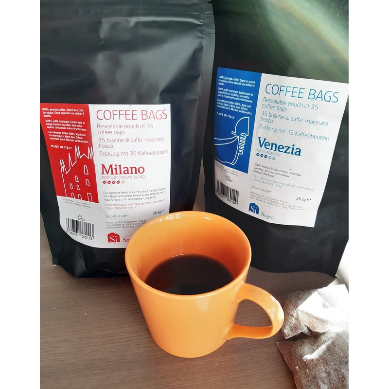 Si Sogno MILANO fresh ground coffee bags, premium Italian blend,
