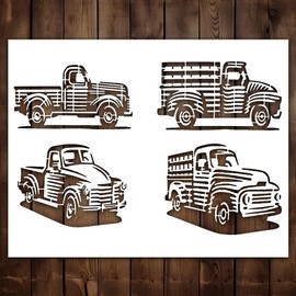 Old Truck Stencil | Reusable Vintage Car Stencils for Painting on Wood, Glass, Wall, Rock, Fabric, Walls, Canvas, Glassware | Vintage Red Truck Stencil 8.5"x 11"