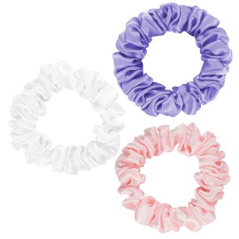 Silk Hair Scrunchies - 100% Mulberry Silk hair ties Elastic Satin Ponytail Holders No Damage Thick/Thin Hair Accessories for Women and Girls（Big/midlle/SMALL）