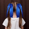 Blue Ribbon Hair Ties Cheer Long Tassel Elastic Hairbands Handmade