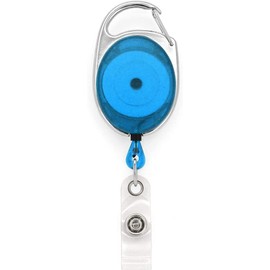 Retractable Lanyard and Badge Holder 4 Piece Pack by PCL Media Ltd - Set Includes A Single Plain Lanyard, Extendable Carabiner Yoyo Reel Clip Clear ID Pocket and Rigid ID Card Holder (Blue)