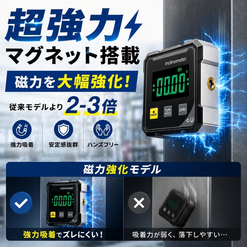 Digital Leveler, Magnetic Digital Angle Meter, Alloy Shell, Strong and