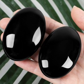 QINJIEJIE Large Obsidian 2.4 Inch Oval Crystal Natural Crystals Gemstones Worry Stones Worry Stones Polished Stones Reiki Stones for Anxiety Relieve Yoga Meditation Decoration 1 Piece