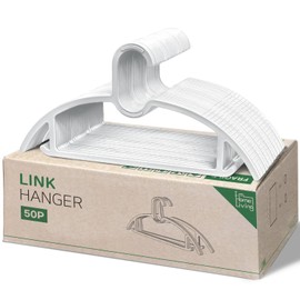 15" Compact Slim & Slimlink Interlocking Clothes Hangers, Space-Saving Lightweight Plastic Hangers for Small Closets, Dorms, Apartments, Travel, RVs & Petite Clothing (White, 50)