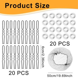40 Pcs Invisible Hair Nets for Buns with U-Shaped Pins,Ring Style Bun Nets Elastic Edge Mesh - Ballet Gymnastics Bun Making,Individual Package Hair Net for Women, Girls, Ballet Dancer, Nurse