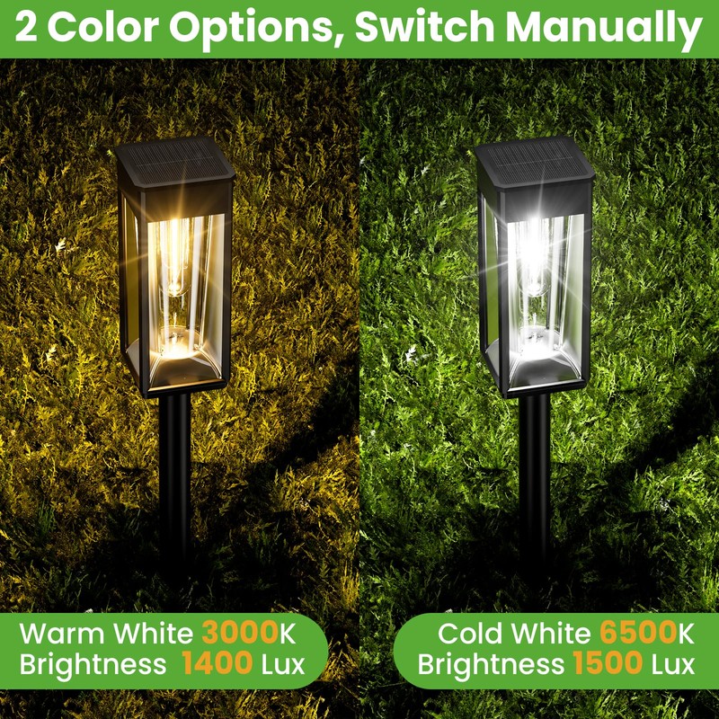 BITPOTT Solar Pathway Lights Outdoor, 8 Pack LED Warm White