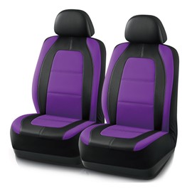 Road Comforts Car Seat Cover, Leather Car Seat Covers, Front Low Back Sport Seat Covers, Airbag Compatible, Universal Fits for Most Cars (Purple)